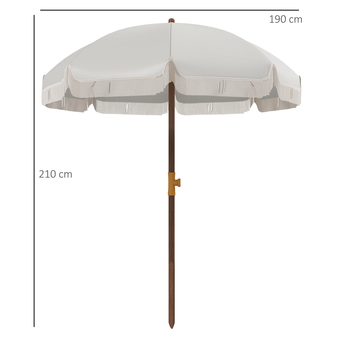 Outsunny Sombrilla De Playa Ø190x210 Cm Con 8 Varillas Apertura Manual Gris_2