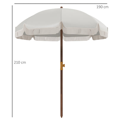 Outsunny Sombrilla De Playa Ø190x210 Cm Con 8 Varillas Apertura Manual Gris_2