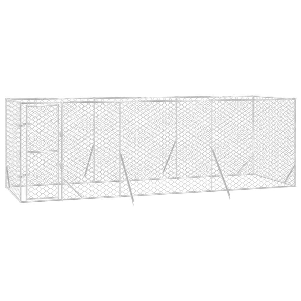 Perrera De Exterior Acero Galvanizado Plateado 6x2x2 M_2