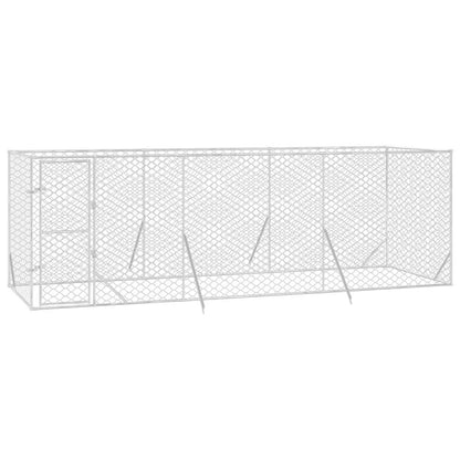 Perrera De Exterior Acero Galvanizado Plateado 6x2x2 M_2