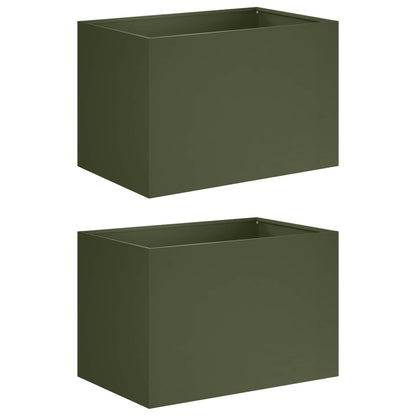 Macetero De Jardín 2 Uds. Verde Oliva 60 X 40 X 40 Cm_0