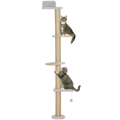 Pawhut Árbol Para Gatos De Pared De 5 Niveles 48x21x180 Cm Gris Claro_0