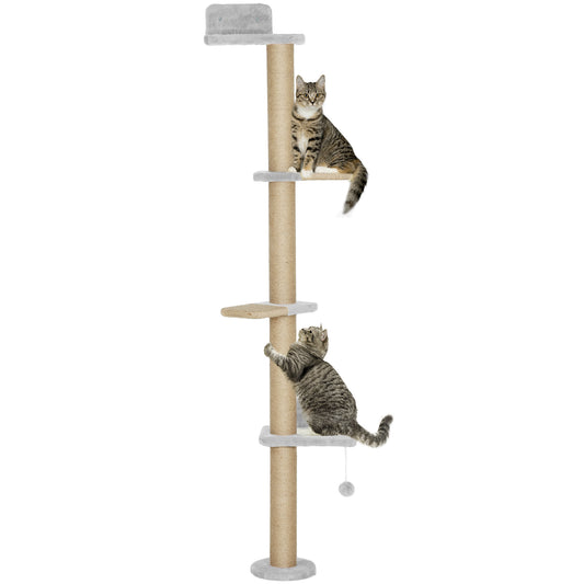 Pawhut Árbol Para Gatos De Pared De 5 Niveles 48x21x180 Cm Gris Claro_0
