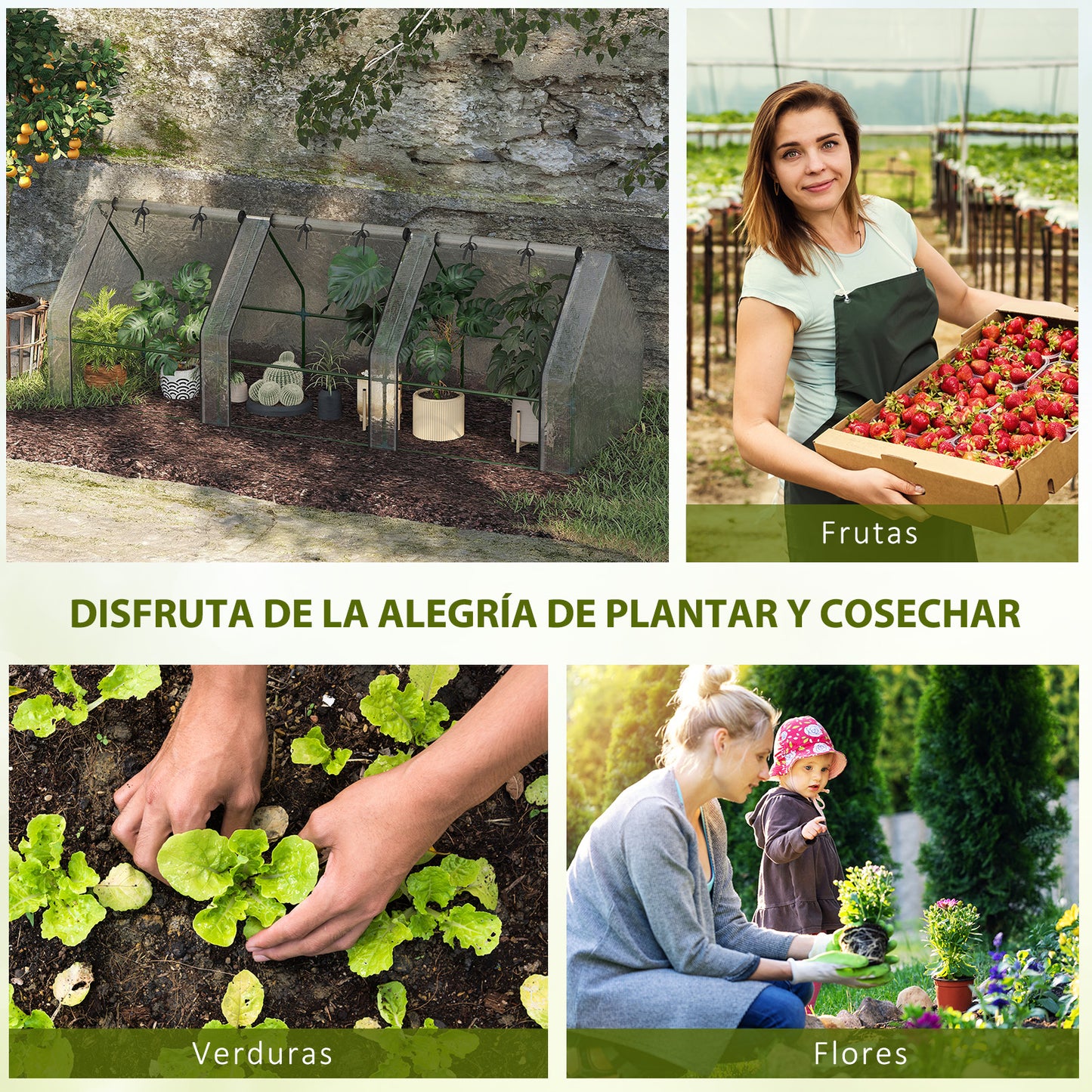 Outsunny Invernadero De Terraza 270x90x90 Cm Con Ventanas Cultivo Plantas Blanco_5