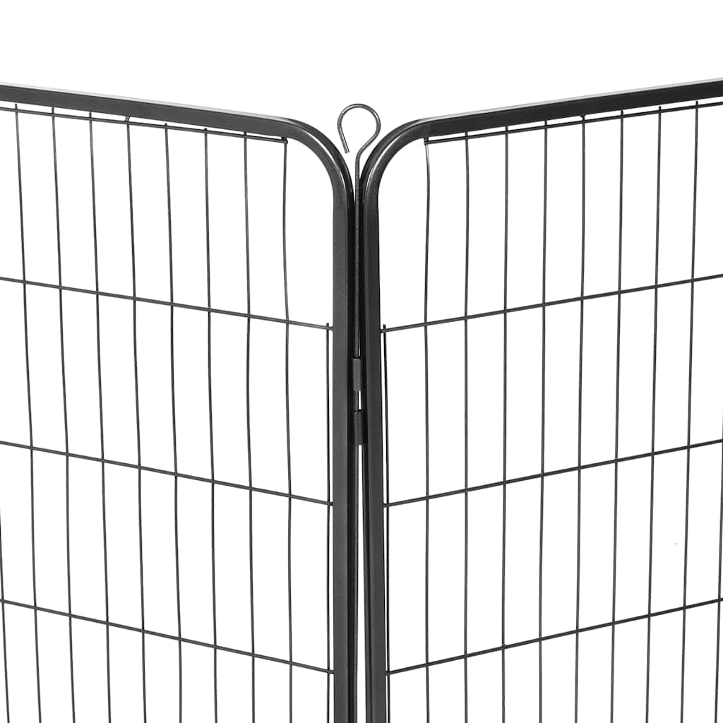 Corral Para Perros 8 Paneles De Acero 80x100 Cm Negro_5