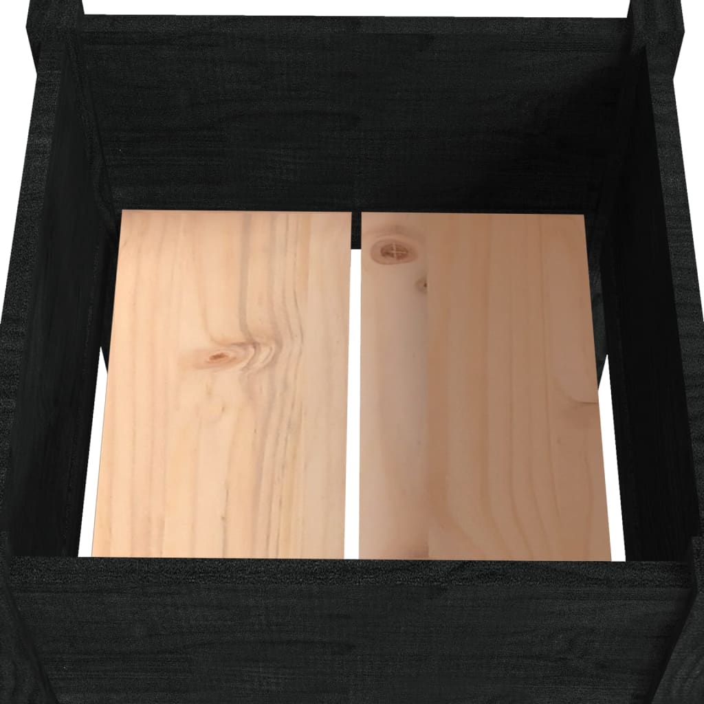 Jardinera De Madera Maciza De Pino Negro 40x40x70 Cm_4