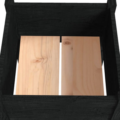 Jardinera De Madera Maciza De Pino Negro 40x40x70 Cm_4