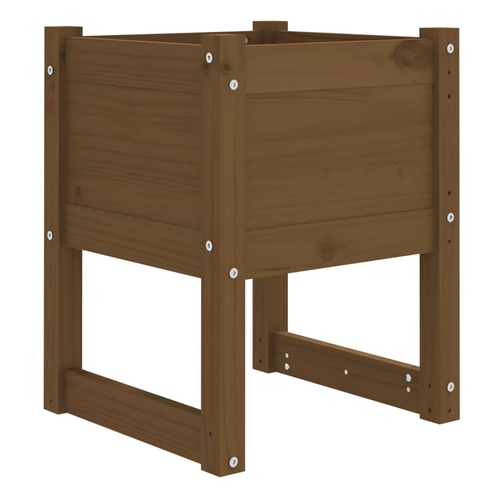 Jardinera Madera Maciza De Pino Marrón Miel 40x40x52,5 Cm_0