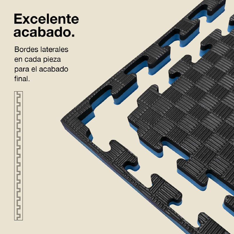 Jowy Tatami Puzzle 2,5cm 100x100cm, Pack 4 Unidades – Superficie 5 Líneas Negro/azul_2