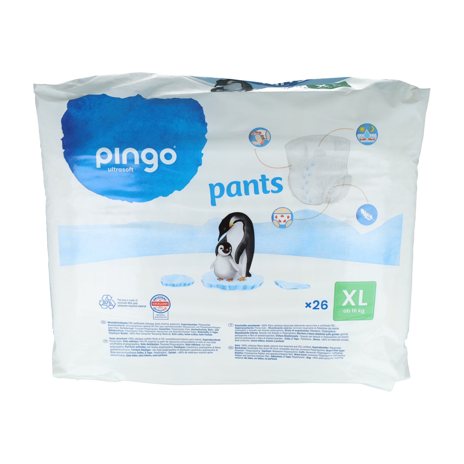 Pants Pañales-Braguitas Ecológicos Talla 6 (+16 Kg) Pingo 26 unidades
