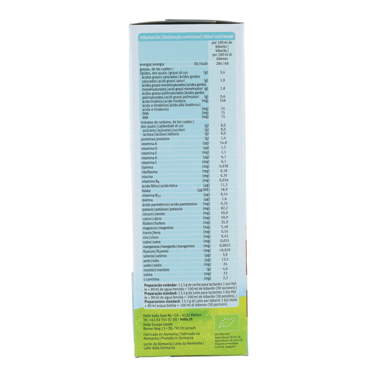 Leche para lactantes Fórmula 1 Ecológica Holle 400 g