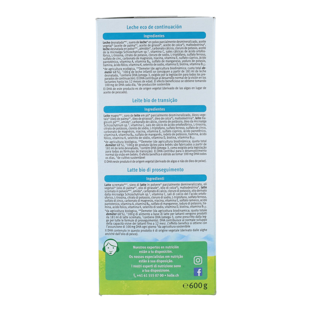 Leche de continuación 3 (+10 meses) Holle 600g