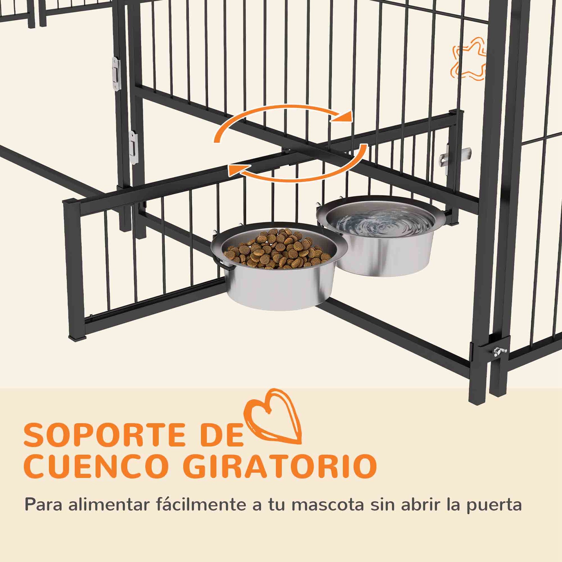 Pawhut Perrera Con Toldo Y 2 Cuencos Para Exterior 211x211x151 Cm Negro Y Café_5