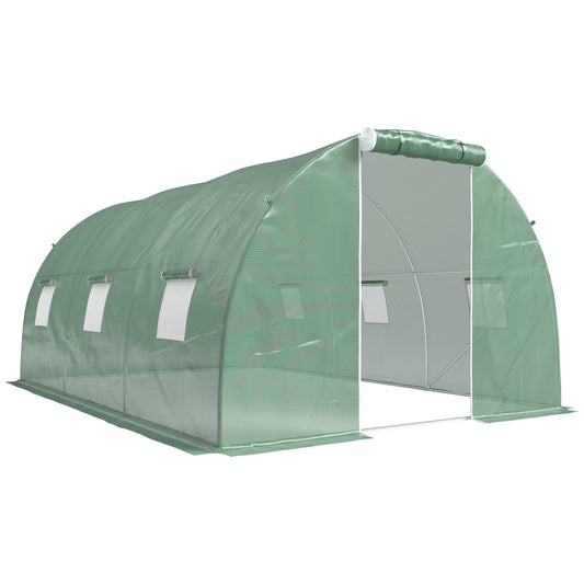 Outsunny Invernadero De Túnel 4,5x3x2 M Con Paredes Laterales Enrollables Verde_0