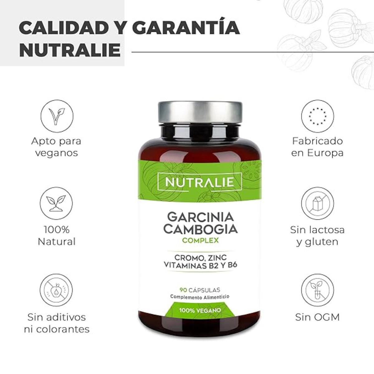 Nutralie Garcinia Cambogia + Cromo + Zinc + Vit B2 y B6 90 cápsulas