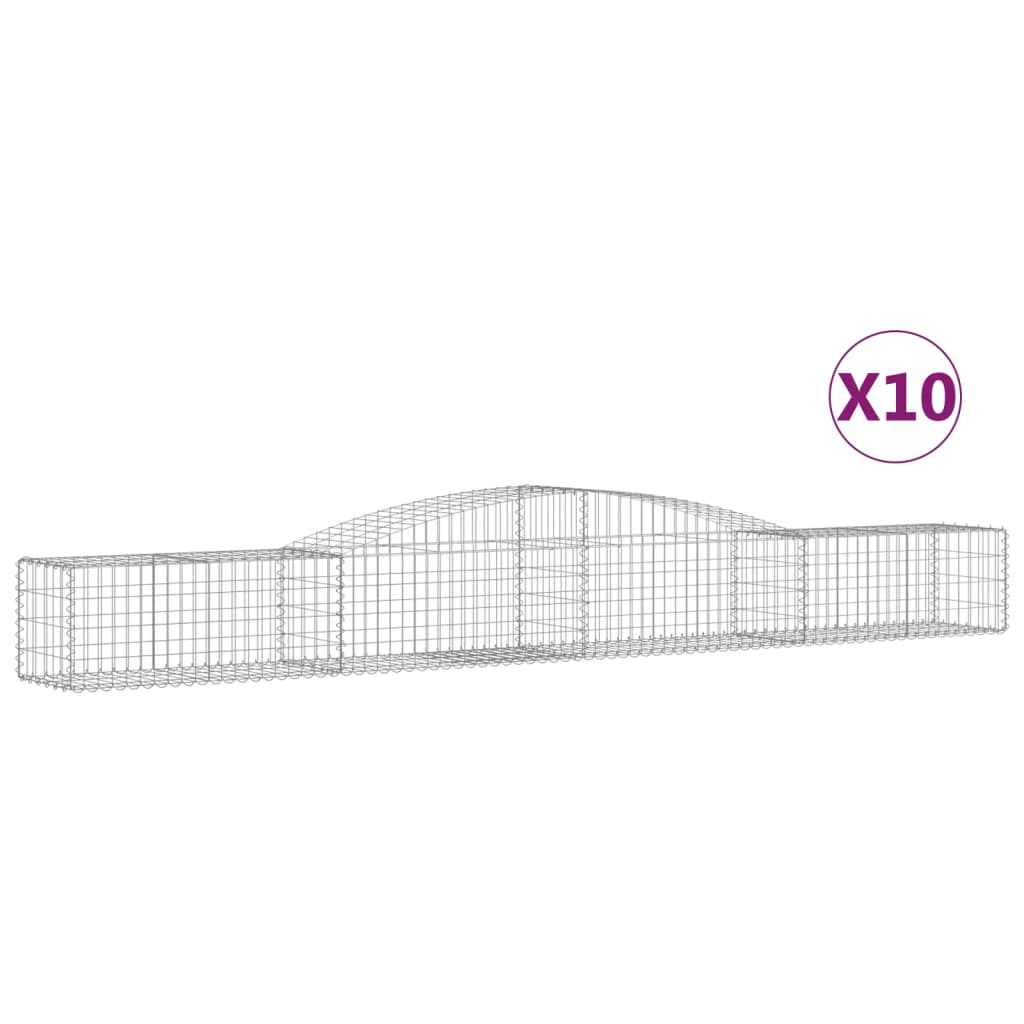 Cestas De Gaviones 10 Uds Forma De Arco Hierro 400x50x40/60 Cm_0