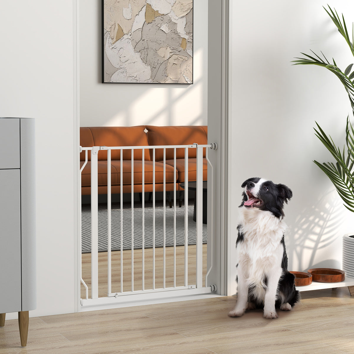 Pawhut Barrera De Seguridad Para Puertas Y Escaleras 75-85x76 Cm Blanco_1