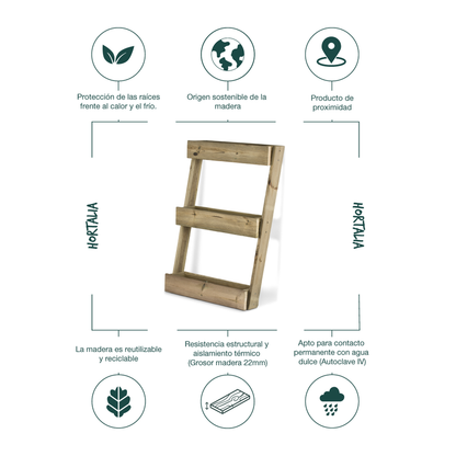 Jardinera Vertical Madera Tratada Exterior Stand Line Floor KD 3B Hortalia_5