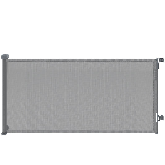 Pawhut Barrera De Seguridad Para Perros Retráctil Extensible Hasta 180 Cm Gris_0