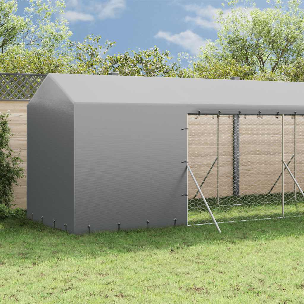 Perrera De Exterior Con Toldo Acero Galvanizado Plata 2x14x2,5m_2
