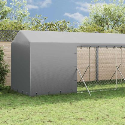 Perrera De Exterior Con Toldo Acero Galvanizado Plata 2x14x2,5m_2