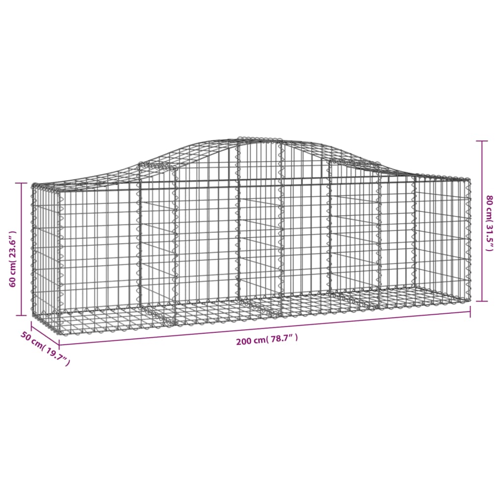 Cestas Gaviones 3 Uds Forma De Arco Hierro 200x50x60/80 Cm_5