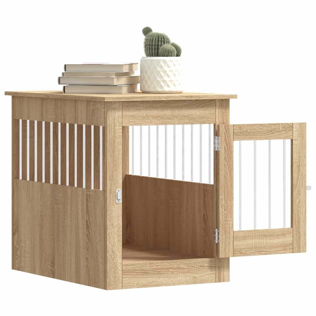 Jaula Para Perros Madera De Ingeniería Roble Sonoma 55x80x68 Cm_4