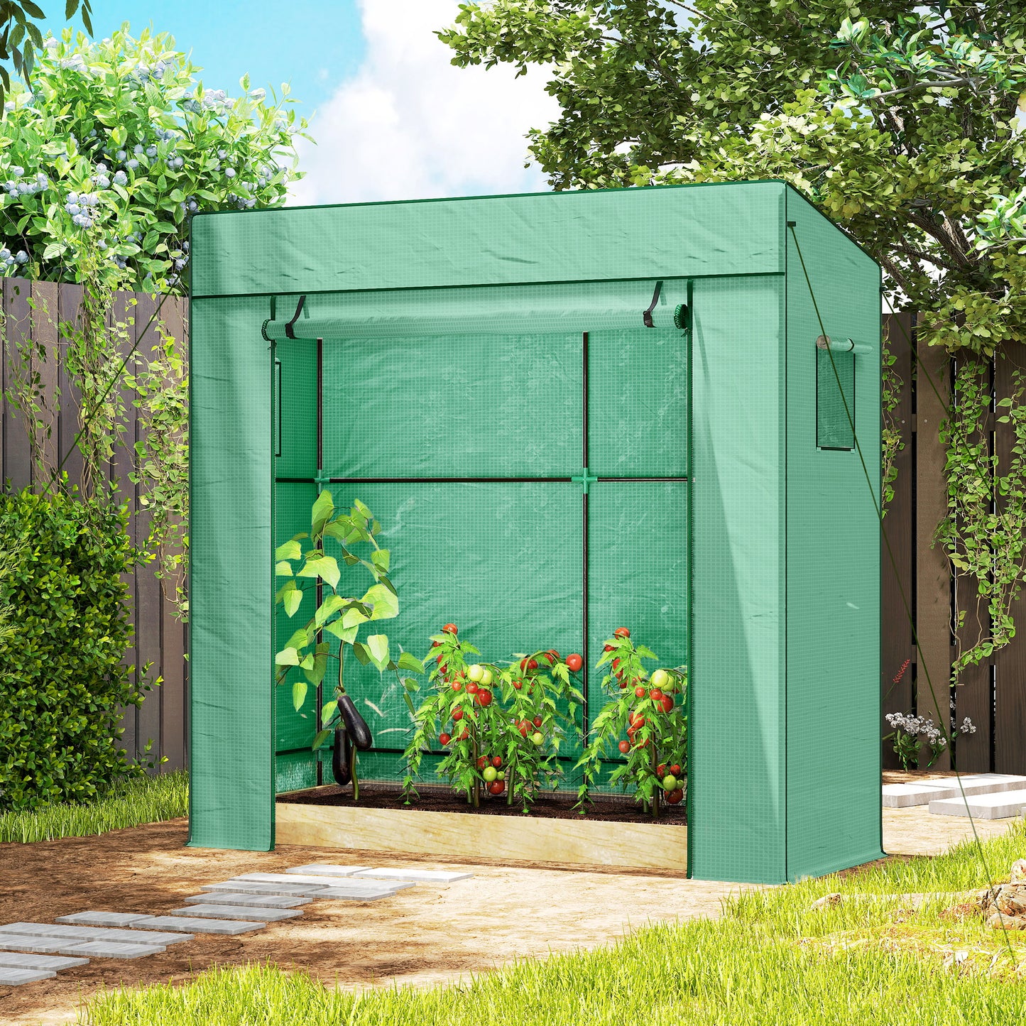 Outsunny Invernadero Pequeño Con Ventanas De Malla 196x77x197 Cm Verde_3