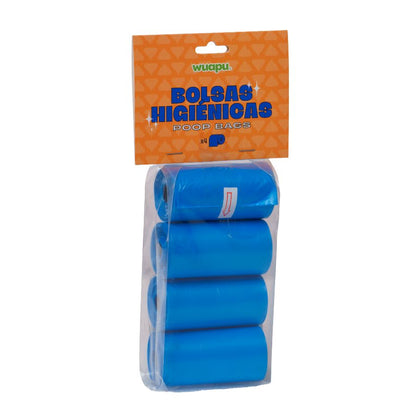 Pack 4 Rollos Color Azul De Bolsas Higiénicas Recoge Excrementos De Perro. Rollos De 15 Bolsas_0