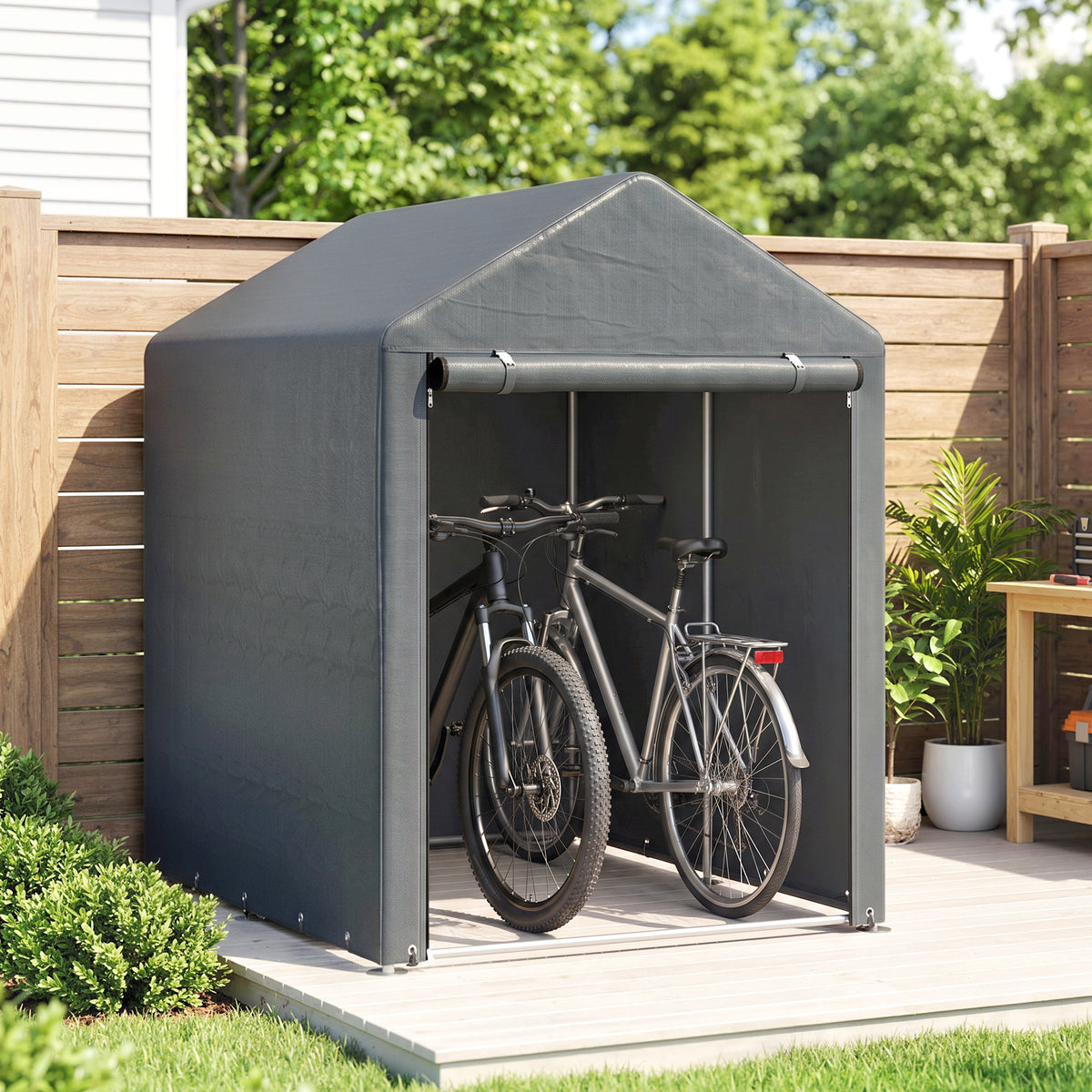 Outsunny Carpa Para Herramientas De Jardinería 1,2x1,8x1,65 M Gris Oscuro_3