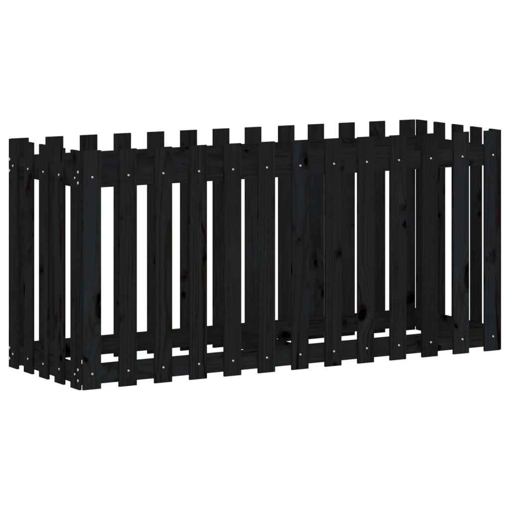 Arriate Elevado Jardín Con Valla Madera Pino Negro 150x50x70cm_3