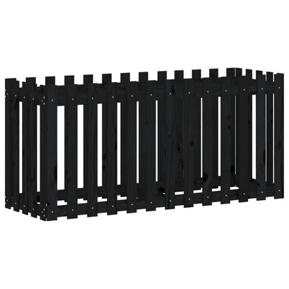 Arriate Elevado Jardín Con Valla Madera Pino Negro 150x50x70cm_3