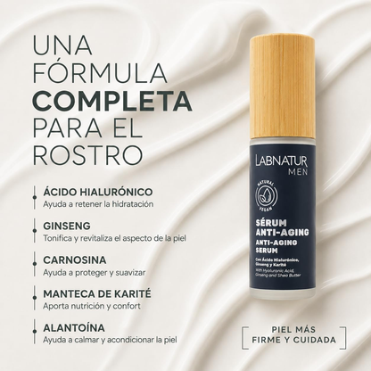 Sérum Facial para Hombre Labnatur 30 ml | Hidratación, Firmeza y Antiedad | Ácido Hialurónico y Ginseng | Vegano_3