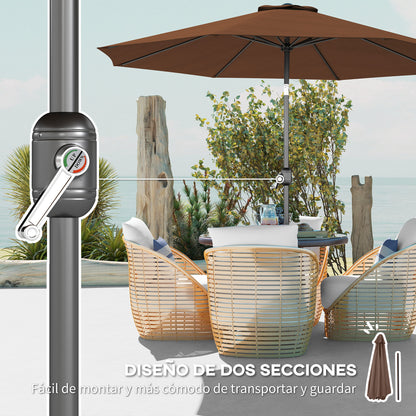Outsunny Sombrilla De Jardín Ø295x250 Cm Con Manivela E Inclinación Café_5