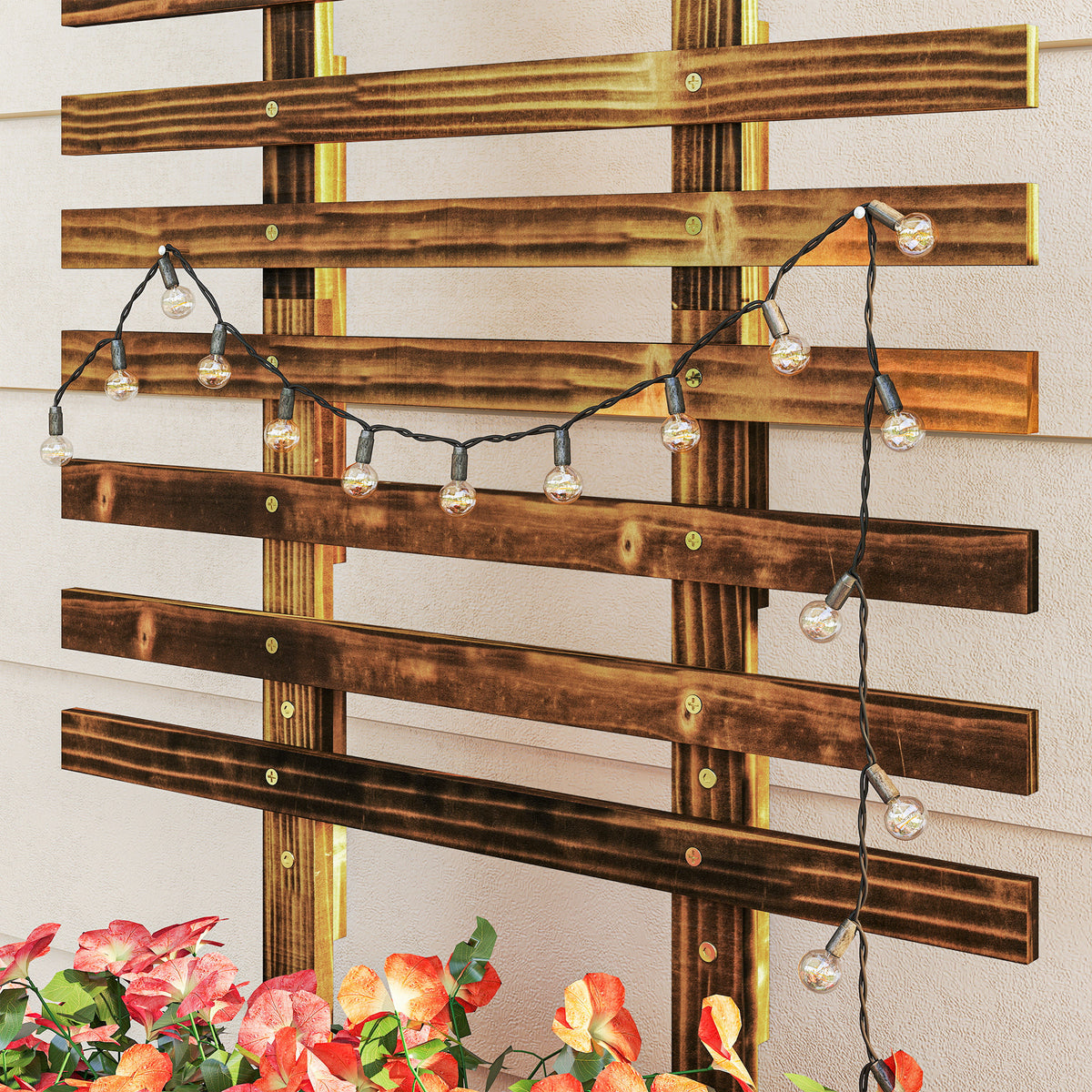 Outsunny Jardinera Con Ruedas Y Celosía 65x31x147 Cm Carbonizado_4