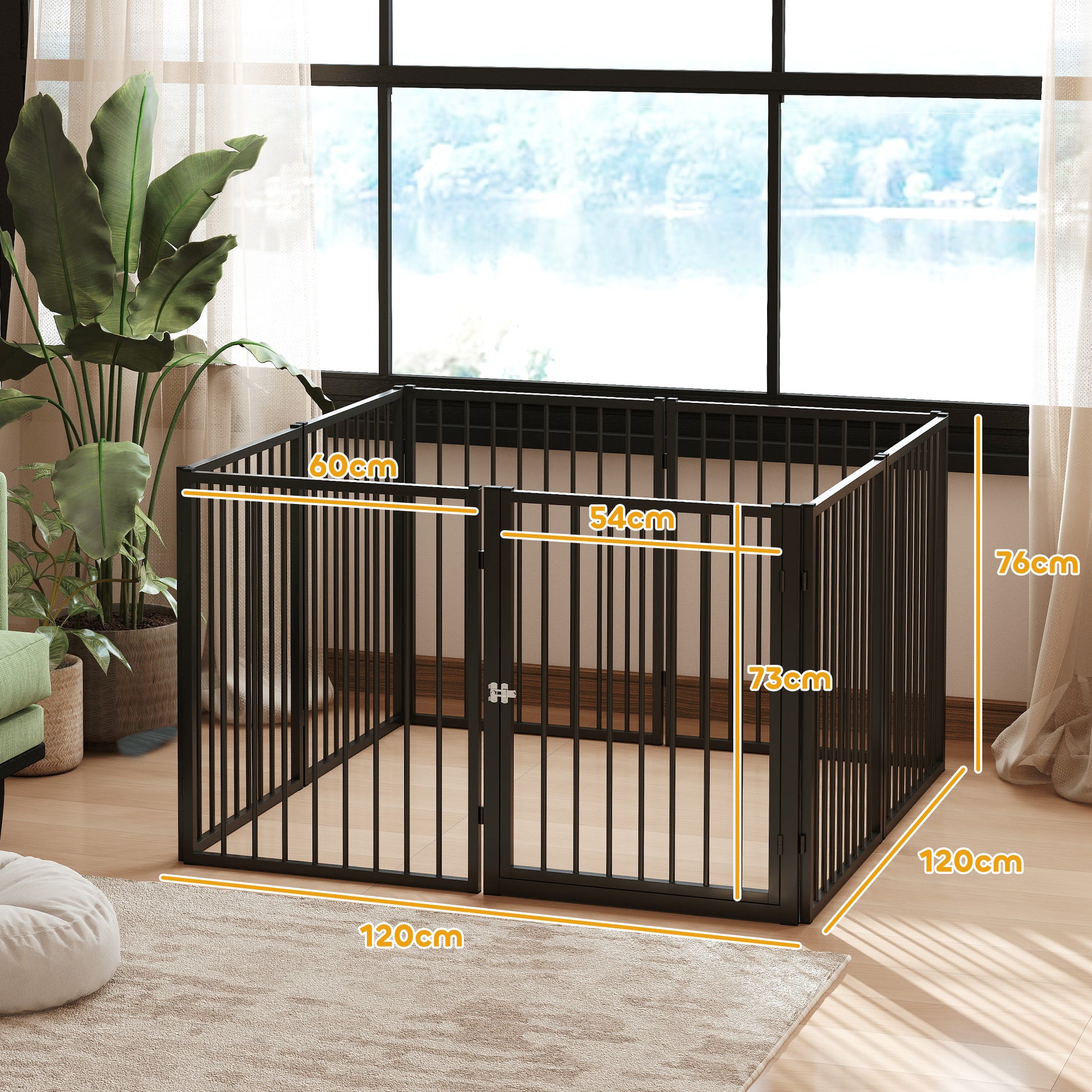 Pawhut Parque Para Perros De 8 Paneles 60x76 Cm Para Interior Y Exterior Negro_2