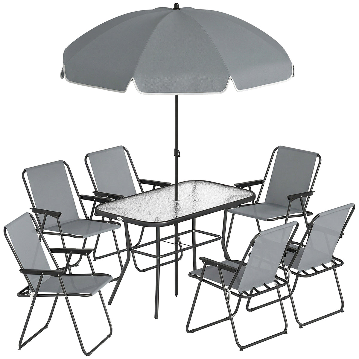 Outsunny Conjunto De Mesa Y Sillas Jardín De 8 Piezas Gris_0