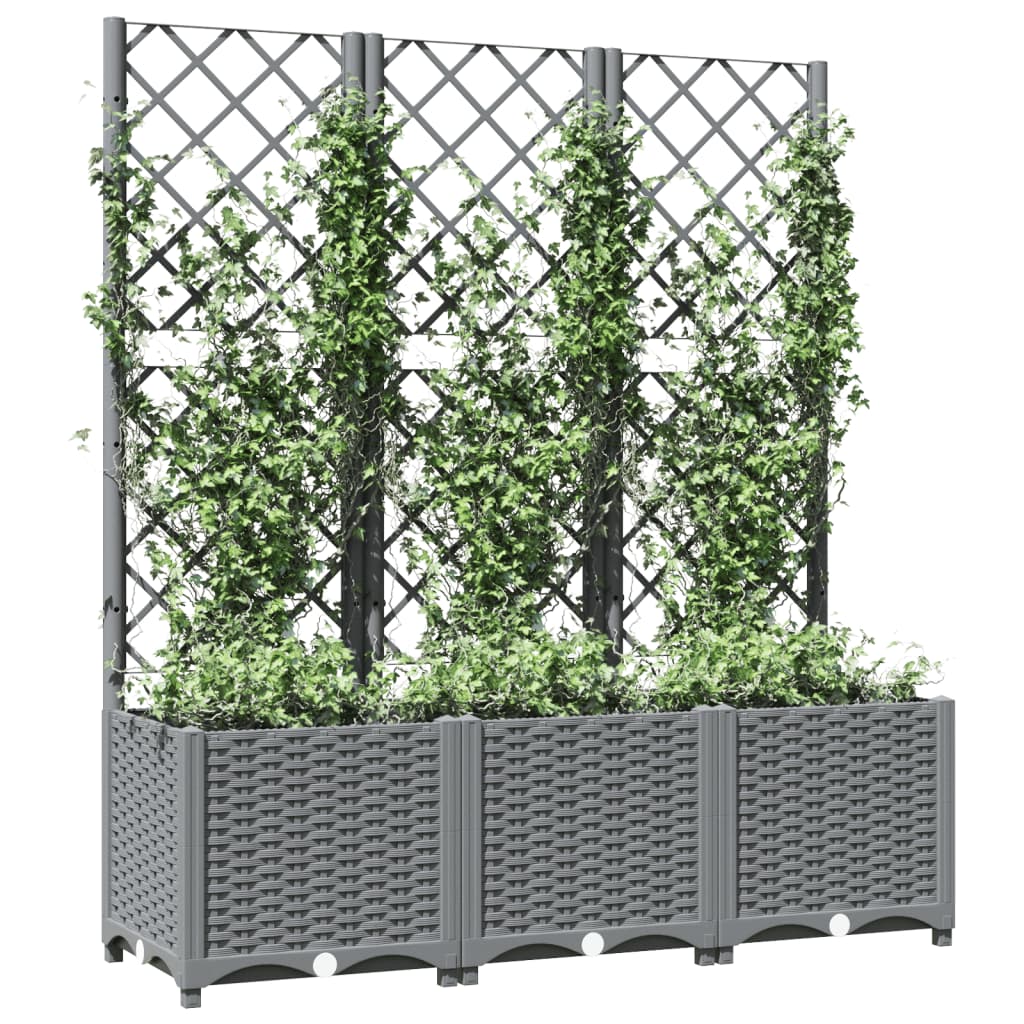 Jardinera Con Enrejado Pp Gris Claro 120x40x136 Cm_2