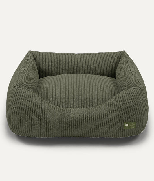 Cafide Cama De Material Reciclado Para Perro Con Tejido De Pana Verde. Modelo Snozy._0