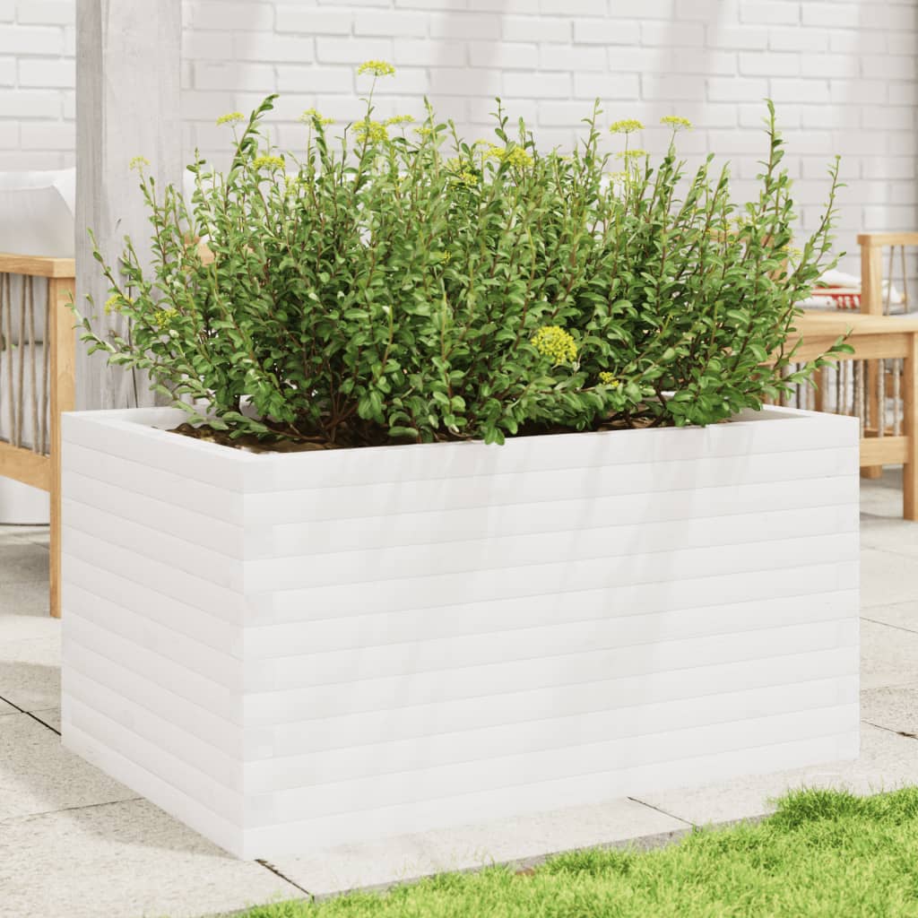 Jardinera De Madera Maciza De Pino Blanco 90x60x45,5 Cm_2