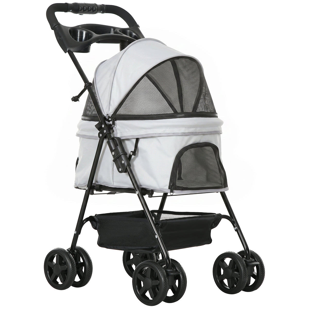 Pawhut Cochecito Para Perros Plegable Con Ruedas Universales 67x45x96 Cm Gris_0