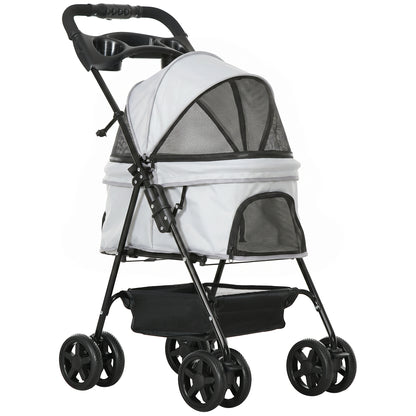 Pawhut Cochecito Para Perros Plegable Con Ruedas Universales 67x45x96 Cm Gris_0