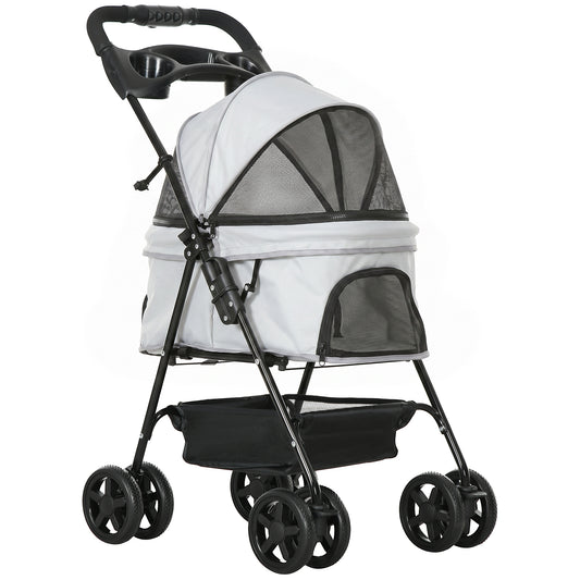 Pawhut Cochecito Para Perros Plegable Con Ruedas Universales 67x45x96 Cm Gris_0