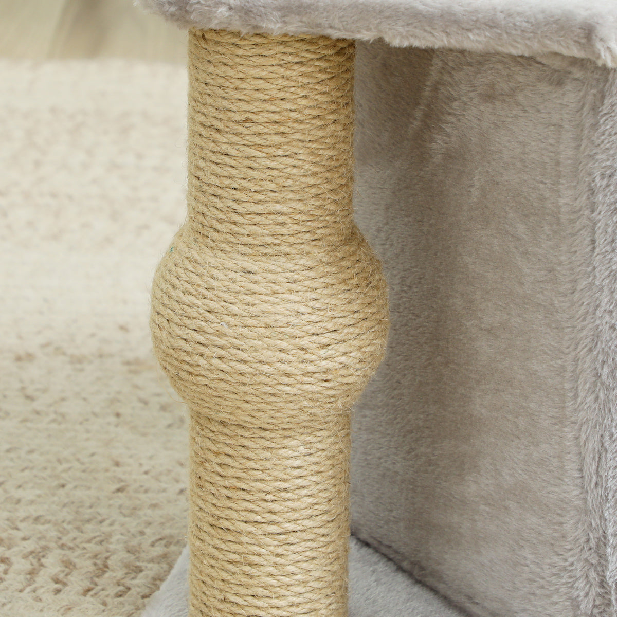 Pawhut Árbol Rascador Para Gatos Altura 66 Cm Con Cama Poste De Yute Gris Claro_4