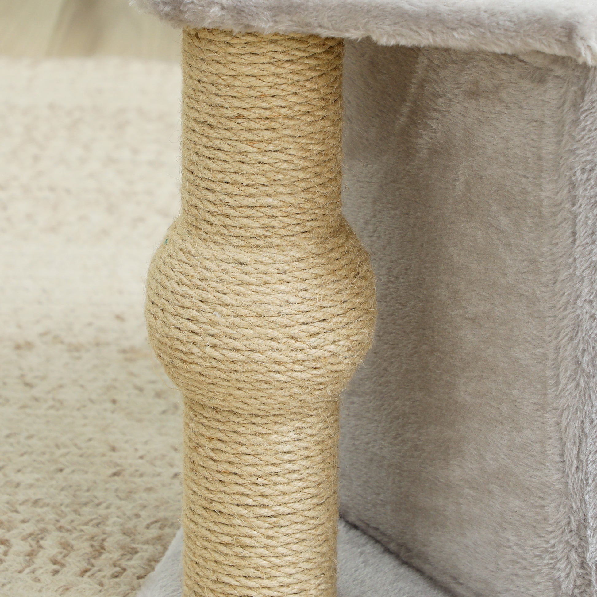 Pawhut Árbol Rascador Para Gatos Altura 66 Cm Con Cama Poste De Yute Gris Claro_4