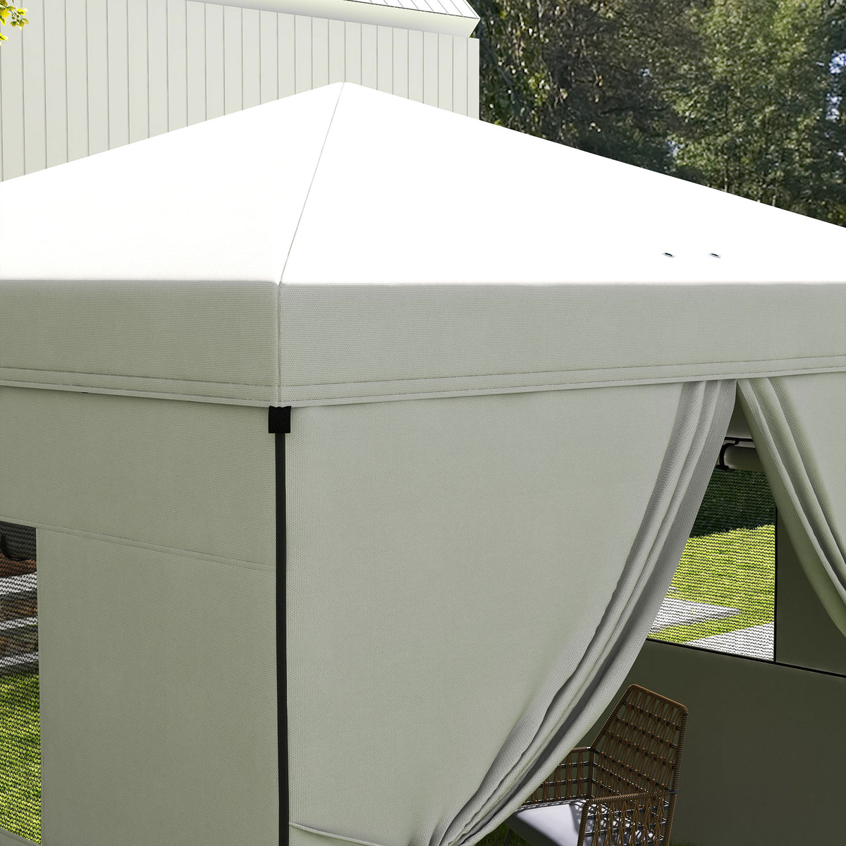 Outsunny Carpa Plegable 3x3 M Con 4 Paredes Laterales Altura Ajustable Blanco_4
