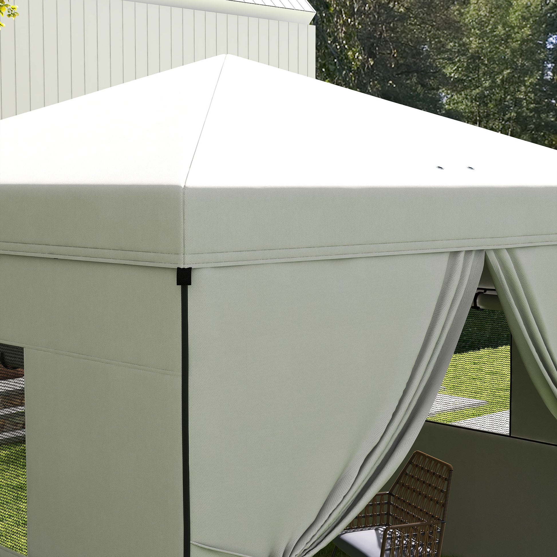 Outsunny Carpa Plegable 3x3 M Con 4 Paredes Laterales Altura Ajustable Blanco_4