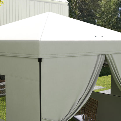 Outsunny Carpa Plegable 3x3 M Con 4 Paredes Laterales Altura Ajustable Blanco_4