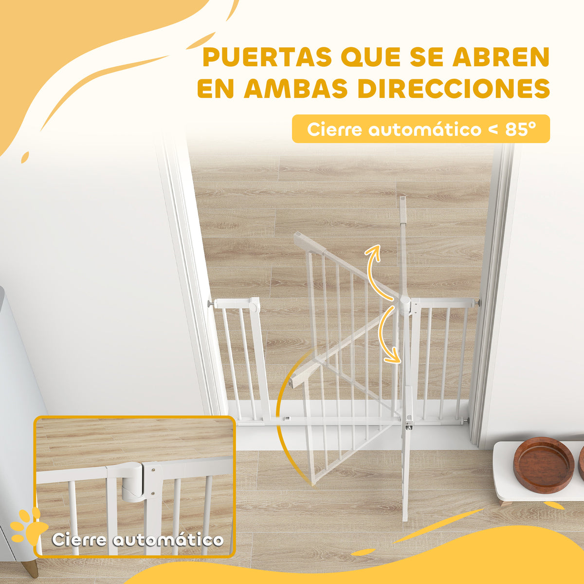 Pawhut Barrera De Seguridad Para Niños Y Perros Ancho De 76-102 Cm Blanco_4