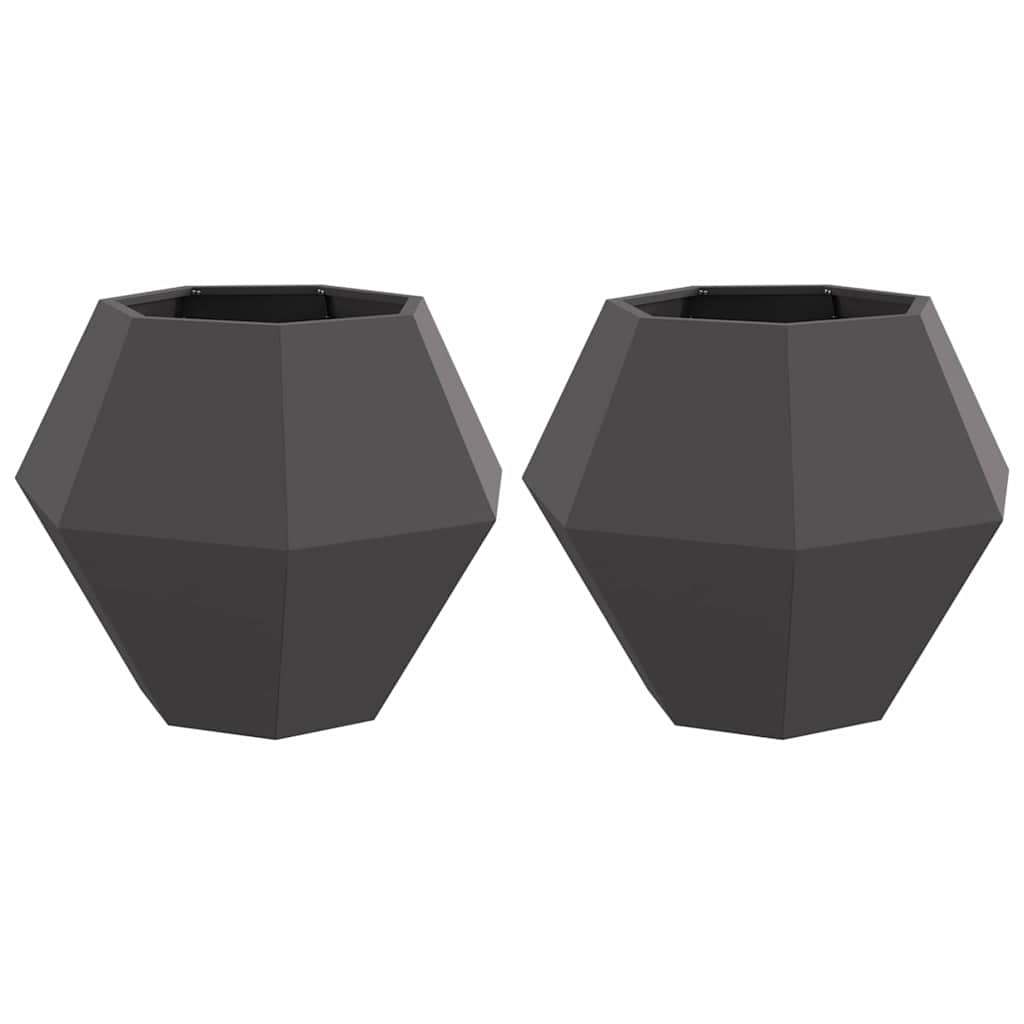 Jardinera 2 Pcs Negro 75 X 75 X 60 Cm Acero_0